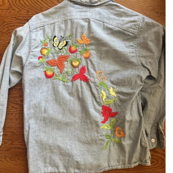 Vintage Selvedge embroidered  Sanforized Chambray Top Small-medium - Picture 3 of 4